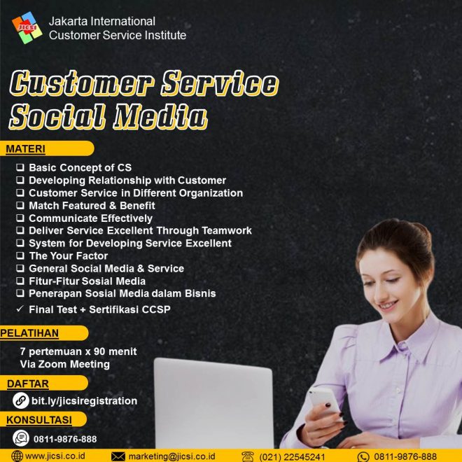 Pelatihan Customer Service Sosial Media JICSI Buka setiap hari