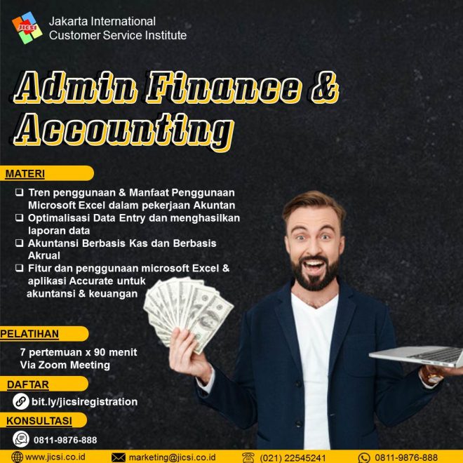 Pelatihan Admin Accounting dan Finance JICSI Buka setiap hari